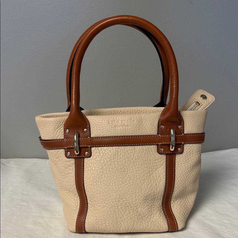 Kate Spade New York Cream Pebbled Leather Small Satchel Bag